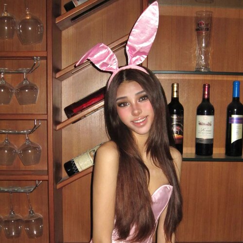 粉色兔女郎发箍头饰可爱甜美兔耳朵发卡头箍cosplay万圣节兔子女