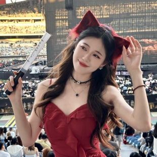 红色狐狸狼耳朵发箍薛之谦演唱会头饰万兽之王cos发饰兽耳发夹