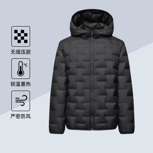 雅鹿男士羽绒服2026秋冬新款纯色轻薄短款连帽青少年轻便保暖外套