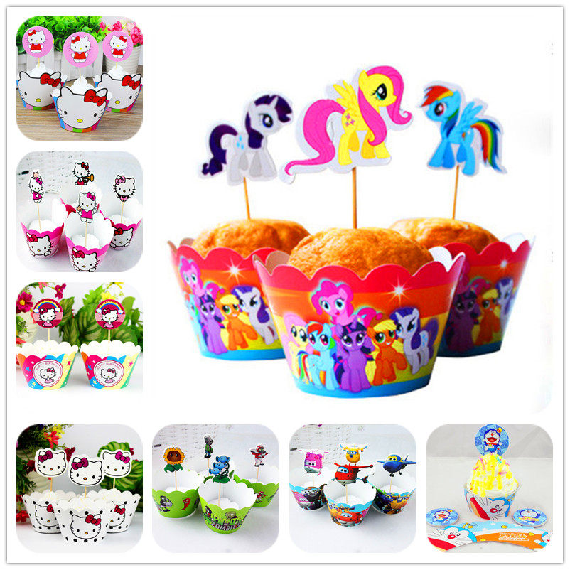 生日派对烘焙甜品纸质蛋糕包装杯 卡通小马宝莉纸杯蛋糕围边插牌,厨房/烹饪用具,点心包装盒/包装袋,淘宝优惠券,粉丝福利购,淘宝优惠卷
