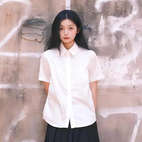 日系学院风jk白衬衫女夏基础款短袖尖领百搭校服长袖内搭白色衬衣