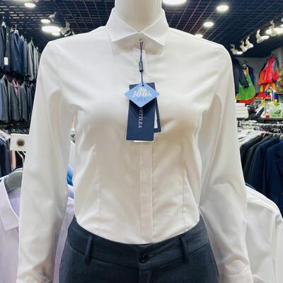 女士白衬衫长袖优质竹纤维免烫弹力修身上班面试职业装工作服衬衣