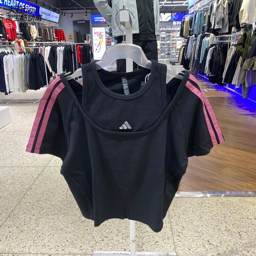 Adidas阿迪达斯女露肩短袖T恤