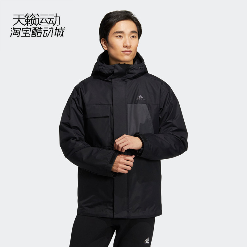 阿迪达斯二合一连帽羽绒服