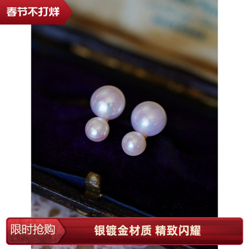 小灯泡耳钉天然珍珠通勤纯银女