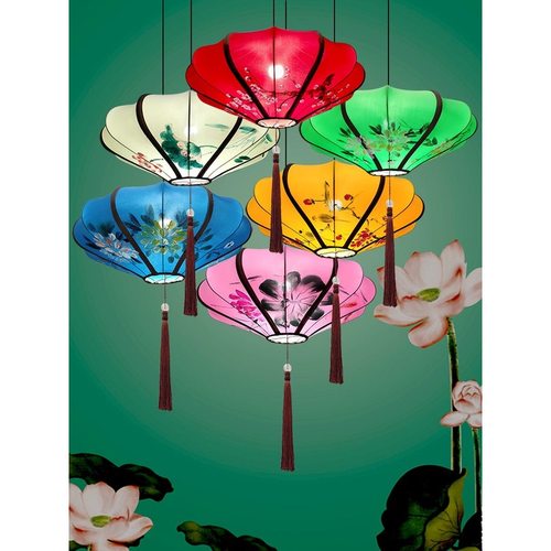 中式古风灯笼悬挂吊灯火锅店茶楼灯笼酒店古典灯具中国风手绘灯笼