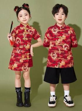 大花轿演出服儿童六一幼儿园啦啦队国风喜庆洋气时尚舞蹈毕业班服