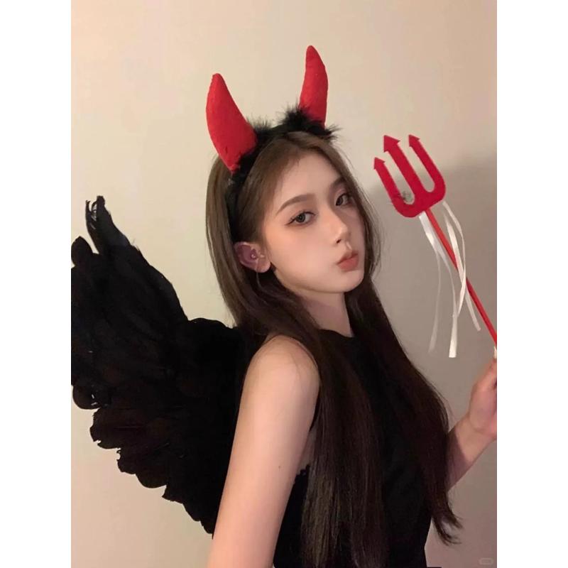 万圣节配饰恶魔翅膀儿童成人发夹头饰女发箍cos装扮舞台道具头饰