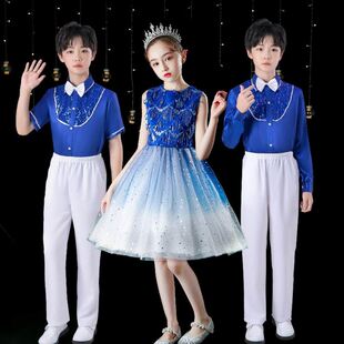 班级合唱演出服六一儿童节穿的裙子61诗歌朗诵舞蹈比赛衣服男女童