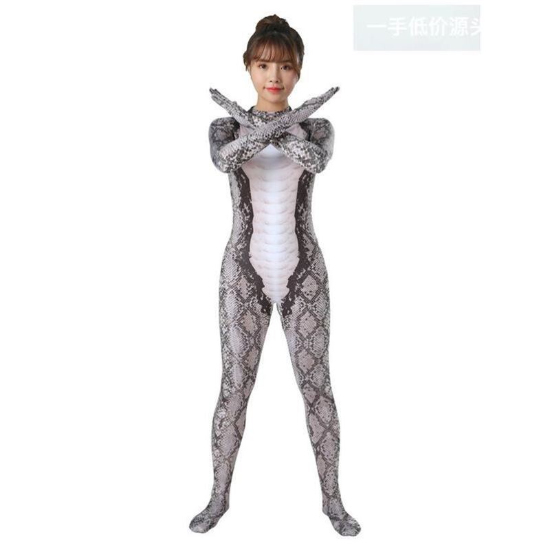 万圣节女装搞怪衣服绿蟒蛇连体紧身衣动物cosplay系列丑衣服