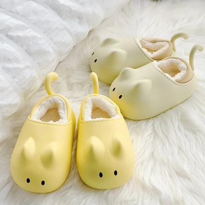 过冬棉拖鞋包跟可爱猫咪儿童棉拖鞋冬季男女宝室内防滑保暖可外穿