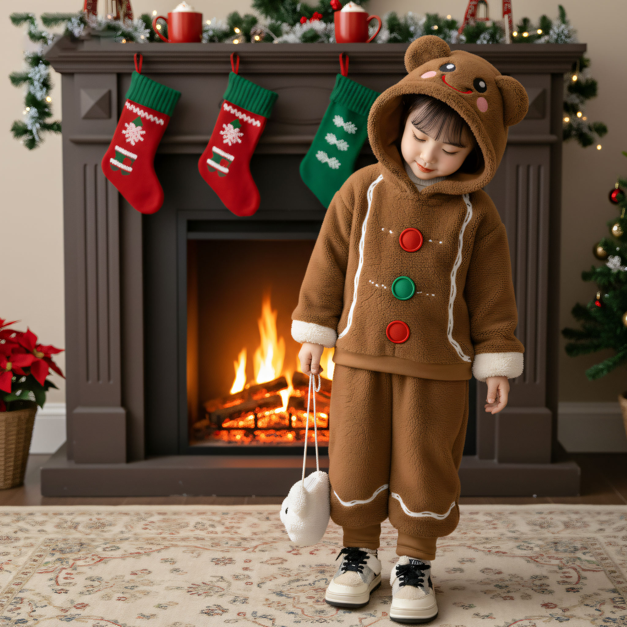 圣诞衣服儿童男女童姜饼人cos套装宝宝圣诞节氛围感拍照演出服装