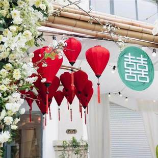 大红灯笼新年装饰圆形冬瓜型中式宫灯中国风花灯定制户外仿古灯笼