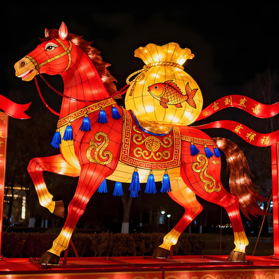 春节大型马年花灯造型定制户外传统灯会灯展摆件元宵花灯新款