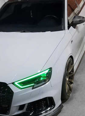 17-20年奥迪A3黄金眼柠檬黄红色蓝色冰蓝紫色改装七彩LED日行灯