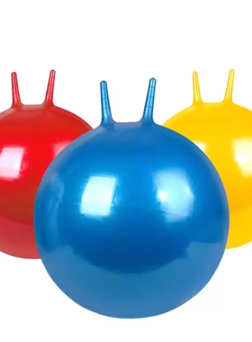 成人羊角球拎手柄球加厚防爆跳跳球55cm瑜伽健身球运动瘦身送充气