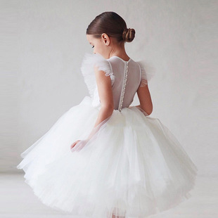 elegant girl fluffy dress baby wedding ceremony costume kids