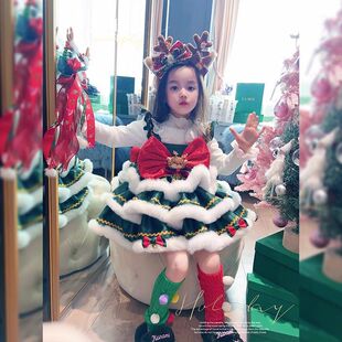 children girls Christmas Milu Deear Dresses Princess Party