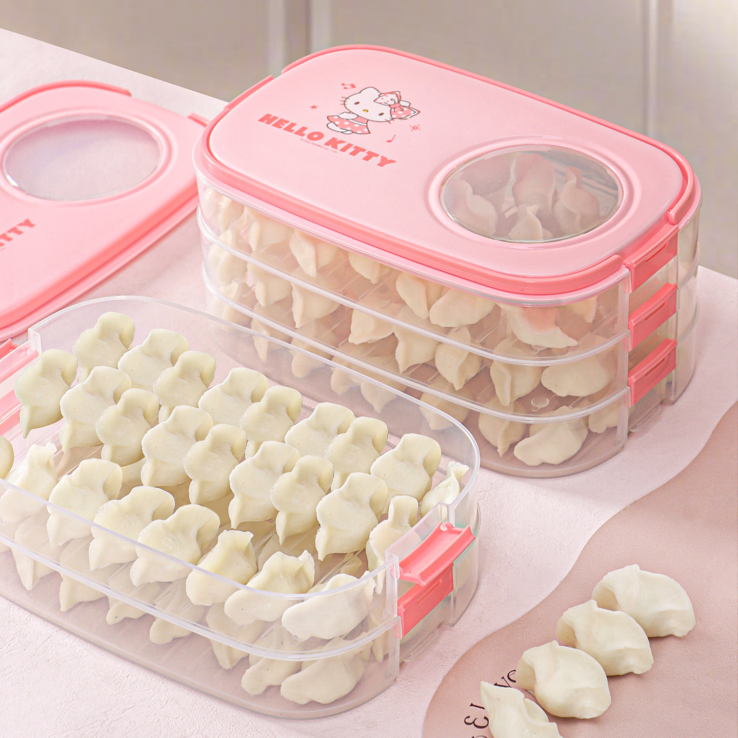 三丽鸥正版饺子收纳盒冰箱专用食品级冷速冻水饺馄饨大容量保鲜盒,收纳整理,饺子盒,淘宝优惠券,粉丝福利购,淘宝优惠卷