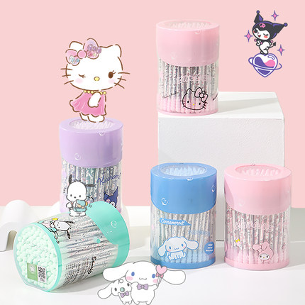 三丽鸥hellokitty库洛米美乐蒂棉签一次性掏耳化妆双头清洁棉花棒