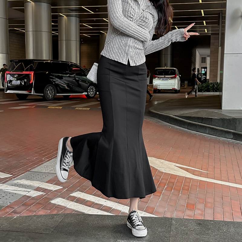 气质紧身包臀裙开叉鱼尾裙子半身裙中长款女春设计感小众高腰半裙