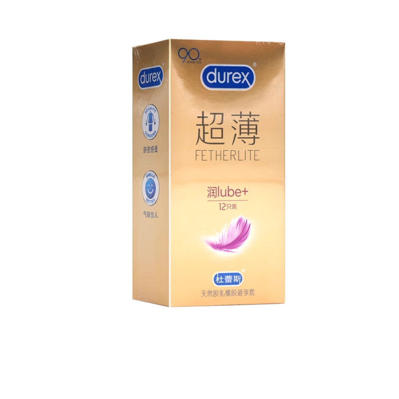 杜蕾斯天然乳胶橡胶避孕套倍滑超薄装12只