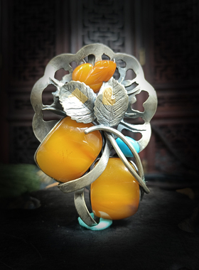 925纯银纯手工天然老蜜蜡无烤色