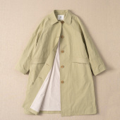 西河自制新近江晒莼棉精密莼棉内里简约清雅气质中长风衣外套女