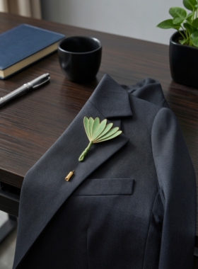 纯手工非遗绒花胸针新中式百搭蚕丝盘发汉服发夹发饰国风绿色简约