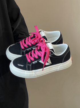 路十三软底滑板鞋女2025夏季新款学生帆布鞋小众百搭休闲小白鞋子