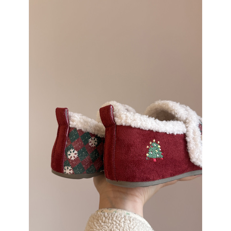 路十三原创圣诞节礼物女鞋2025冬季新款保暖软底棉鞋懒人鞋勃肯鞋