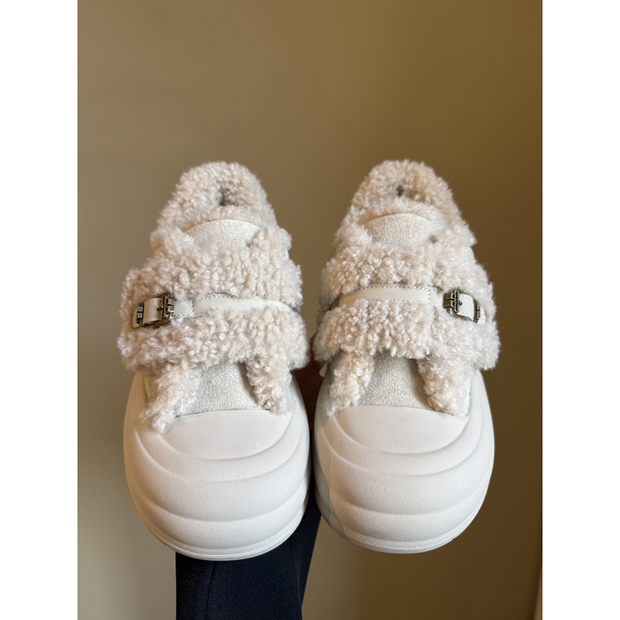 路十三增高羊羔毛小白鞋女2025冬季加绒保暖棉鞋百搭休闲面包鞋