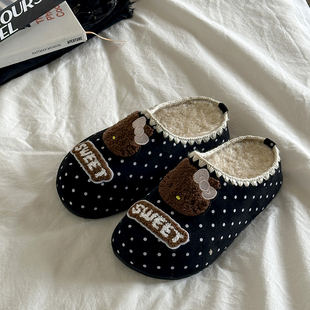 学生宿舍拖鞋 路十三韩系加绒kt猫棉鞋 加厚软底勃肯鞋 新款 2025冬季