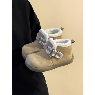 路十三复古雪地棉鞋女2025冬季新款增高保暖厚底加绒加厚勃肯板鞋