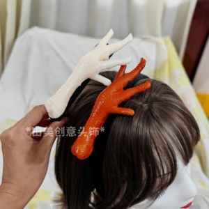 网红直播间沙雕趣味创意搞怪鱿鱼片鸡爪鸡脚发箍发卡头饰头箍道具