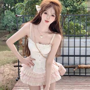 女 甜辣御姐轻熟风连衣裙子夏日多巴胺穿搭出游拍照套装