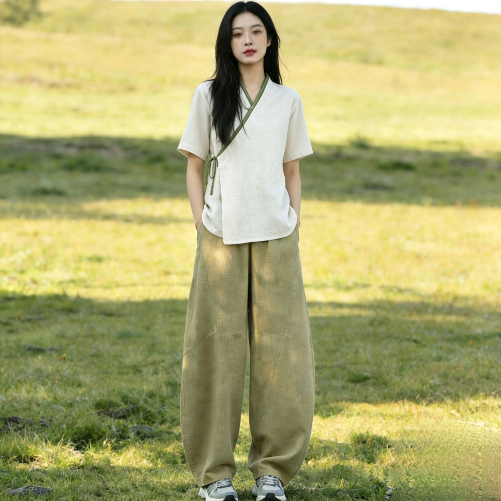 2026新品棉麻斜襟短衫改良版汉服茶服练功宽松日常穿搭百搭中国风