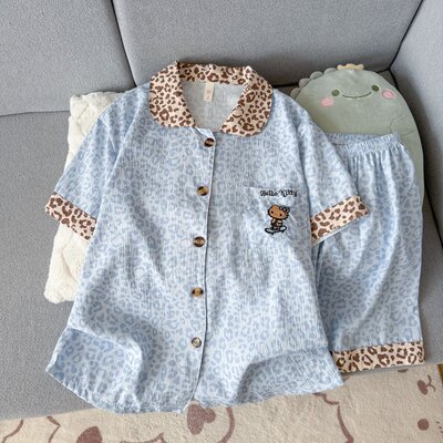 豹纹hellokitty睡衣女卡通家居服
