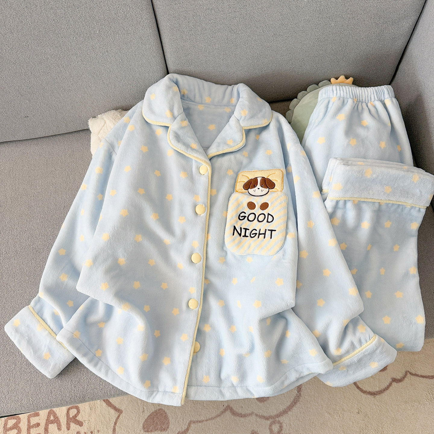 珊瑚绒睡衣女款2026新款秋冬季加绒加厚学生可爱卡通家居服可外穿