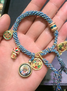 男女情侣五路财神扎基手绳唐卡