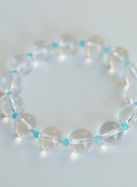 天然白水晶手链女款简约精致手串天河石小众高级轻奢时尚百搭情侣