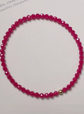 红刚玉刻面手链女轻奢极细手串人造红宝石高级感精致新年红水晶