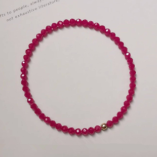 红刚玉刻面手链女轻奢极细手串人造红宝石高级感精致新年红水晶