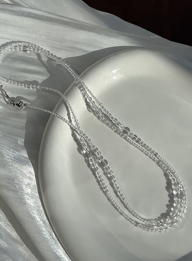 白水晶锁骨链女叠戴项链