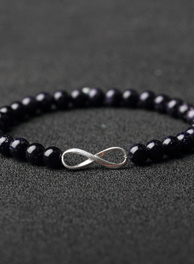 纯银佛系单圈手串情侣学生同心结