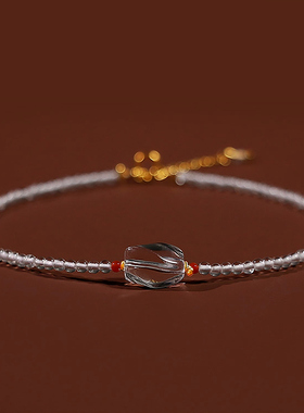 天然白水晶随形手链女款简约精致银脚链小众设计高级轻奢时尚原创