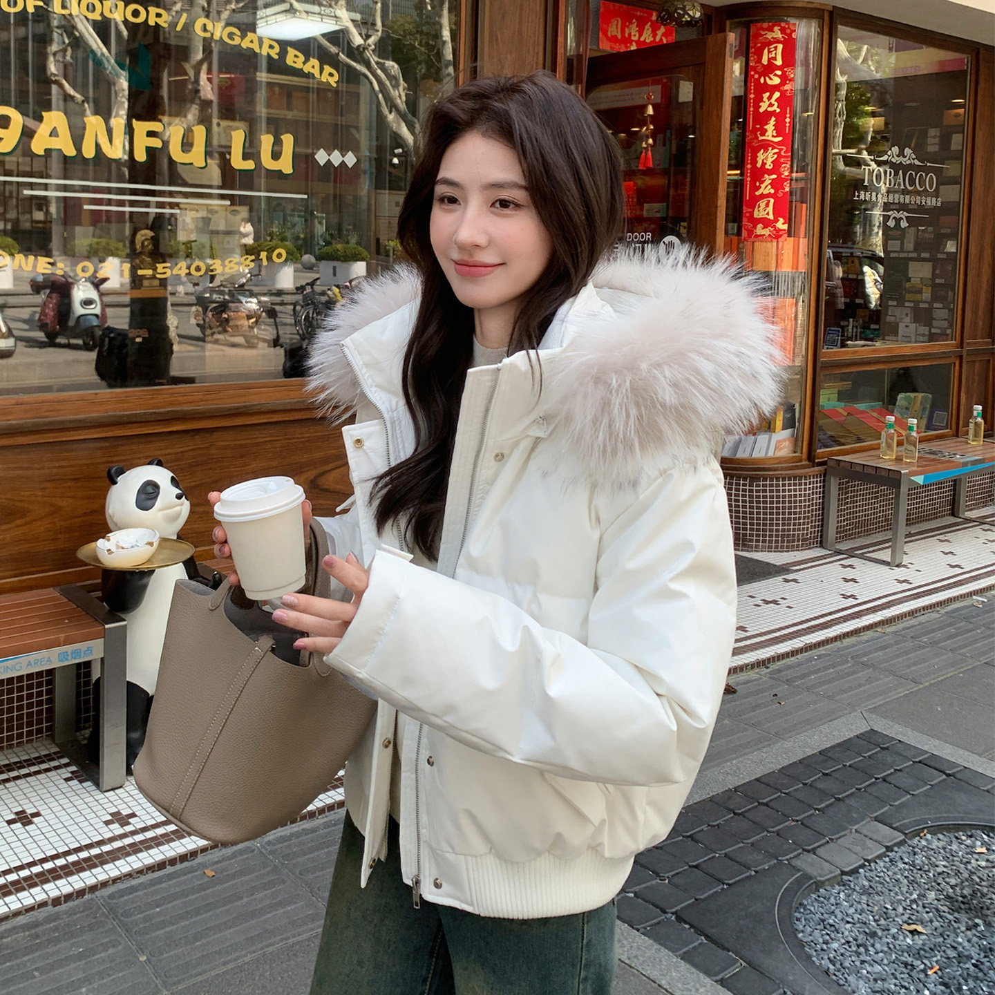 新小妖95白鸭绒派克服短款羽绒服女款冬加厚外套爆款真毛领超好看