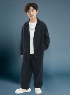 童装西装休闲套装2025春秋男孩高端礼服帅气中大童西服炸街代发