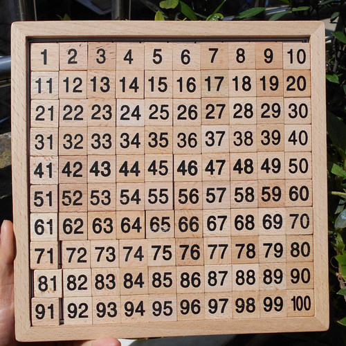 1-5岁蒙氏教具木制思1-100连续学