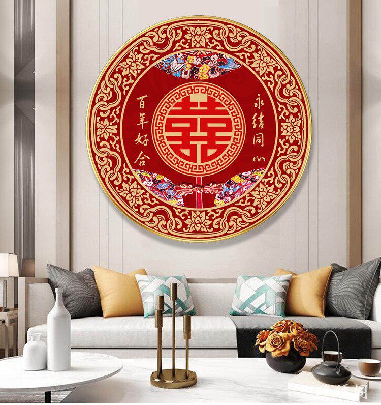 5d囍字钻石画手工diy满钻百年好合圆形点钻贴钻十字绣结婚用送人